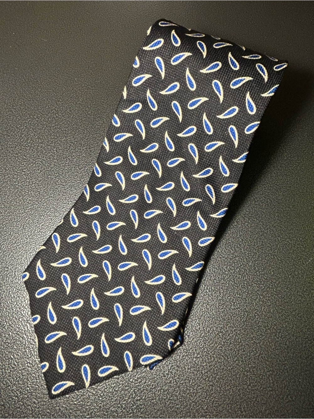 Vintage Tommy Hilfiger Classic Black Tie with Blue Paisley Motif